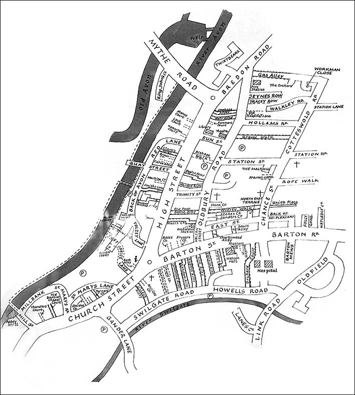 Ipswich Historic Lettering: Tewkesbury alley map